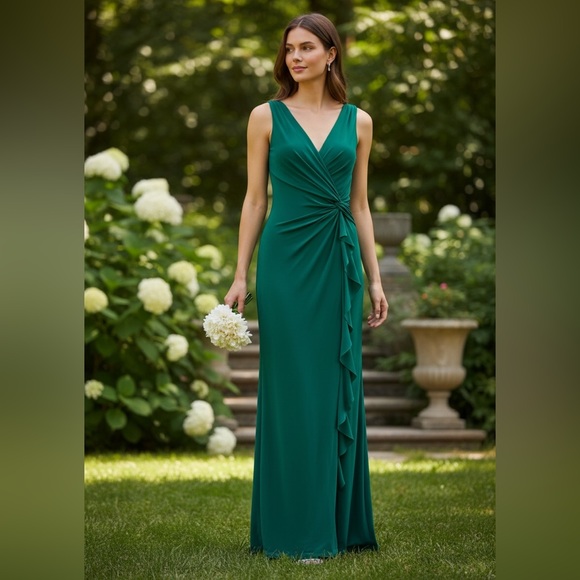 Ralph Lauren Dresses & Skirts - Lauren Ralph Lauren Green Evening Dress Size 4 Twist Front Sleeveless Formal